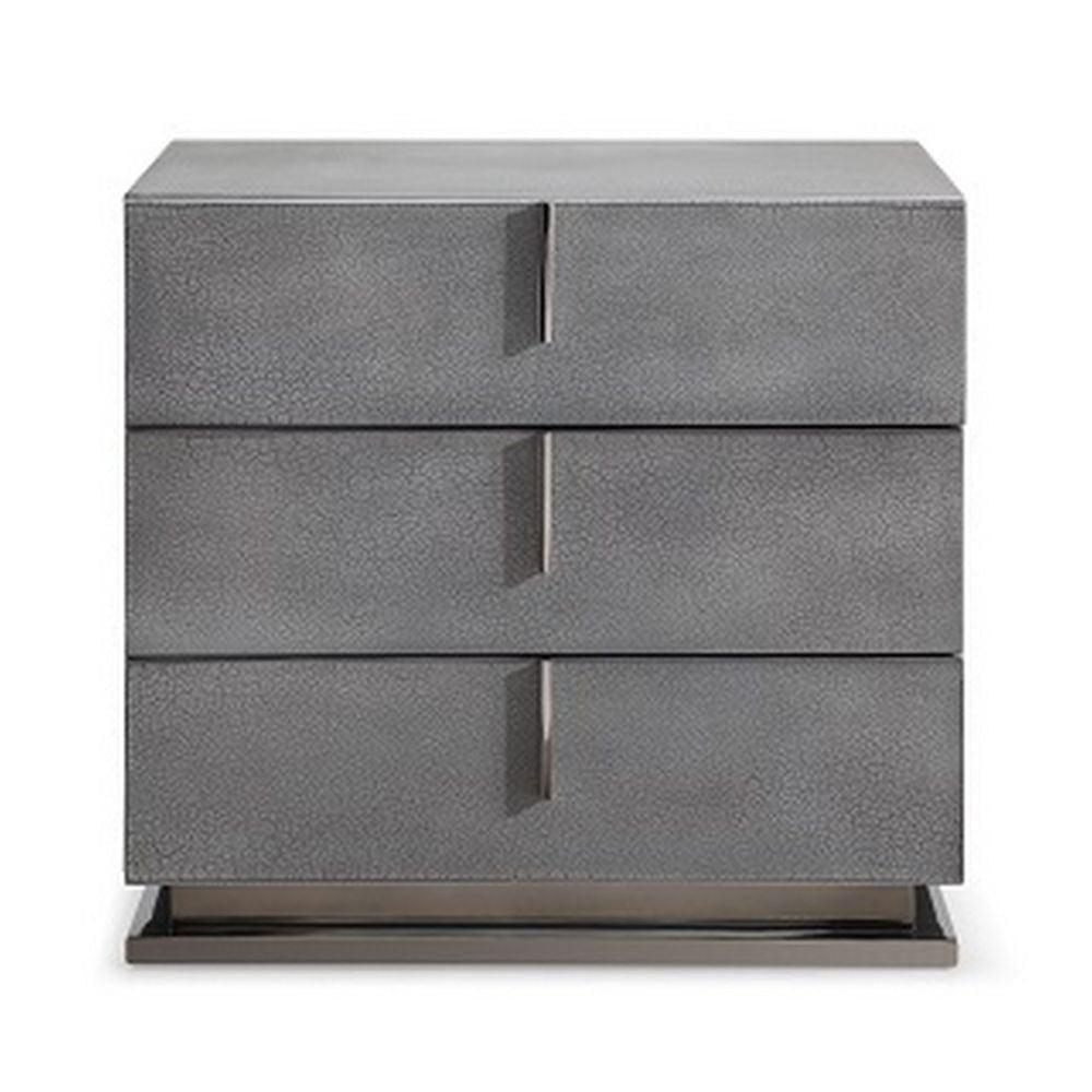 Cid Jely 24 Nightstand 3 Drawers Crackled Lacquer Gray By Casagear Home BM301818