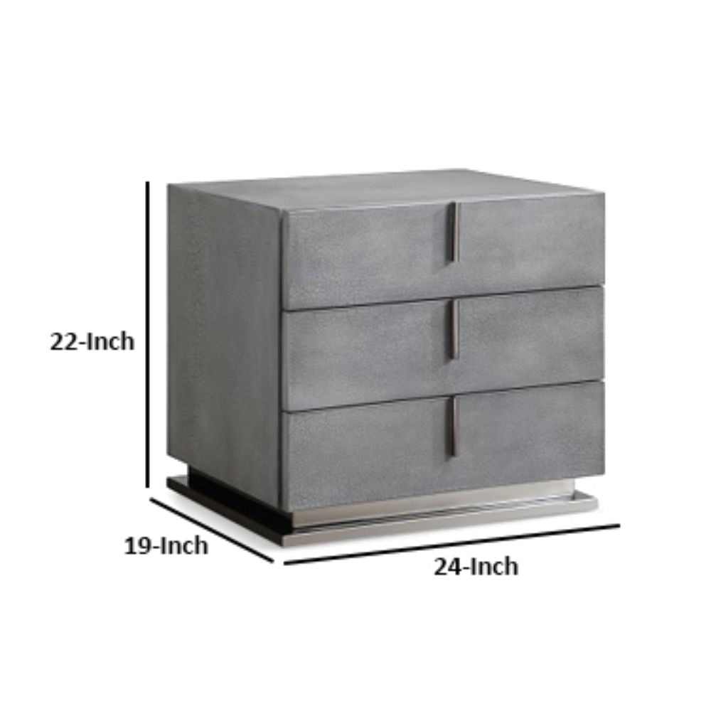 Cid Jely 24 Nightstand 3 Drawers Crackled Lacquer Gray By Casagear Home BM301818