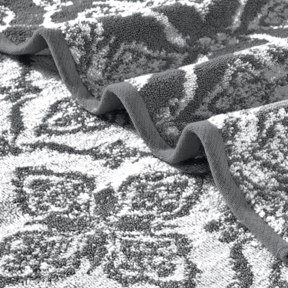 Naja 6 Piece Cotton Towel Set Jacquard Pattern White Gray By Casagear Home BM301921