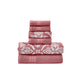Naja 6 Piece Cotton Towel Set, Jacquard Pattern, White, Pink By Casagear Home