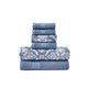 Naja 6 Piece Cotton Towel Set, Jacquard Pattern, White, Blue By Casagear Home