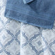 Oya 6 Piece Cotton Towel Set Quatrefoil Stitch White Blue By Casagear Home BM301930