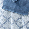 Oya 6 Piece Cotton Towel Set Quatrefoil Stitch White Blue By Casagear Home BM301930