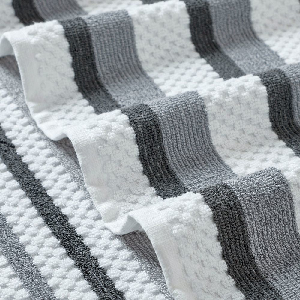 Nyx 6 Piece Soft Cotton Towel Set Striped White Dark Gray By Casagear Home BM301933
