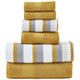 Nyx 6 Piece Soft Cotton Towel Set, Striped, White and Yellow By Casagear Home
