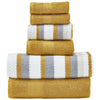 Nyx 6 Piece Soft Cotton Towel Set, Striped, White and Yellow By Casagear Home