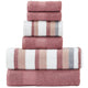 Nyx 6 Piece Soft Cotton Towel Set, Striped, White and Pink By Casagear Home