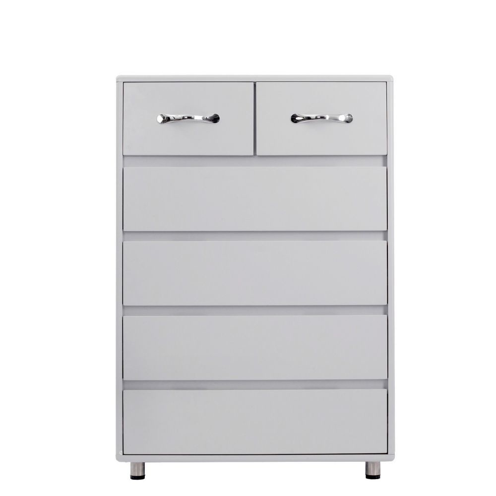 Jen 41 Tall Dresser 6 Drawers Inset Handles Glossy Gray By Casagear Home BM301998