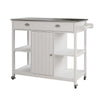 40 Rolling Kitchen Cart Stainless Steel Surface White By Casagear Home BM302022