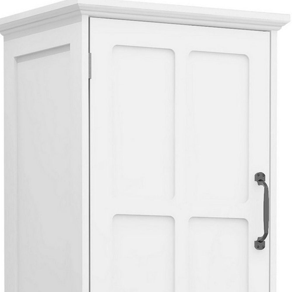 65 Tall Standing Cabinet Open Shelf Black Handles White By Casagear Home BM302026