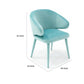19 Inch Dining Chair Fully Upholstered Curved Back Aqua Blue Velour By Casagear Home BM302095