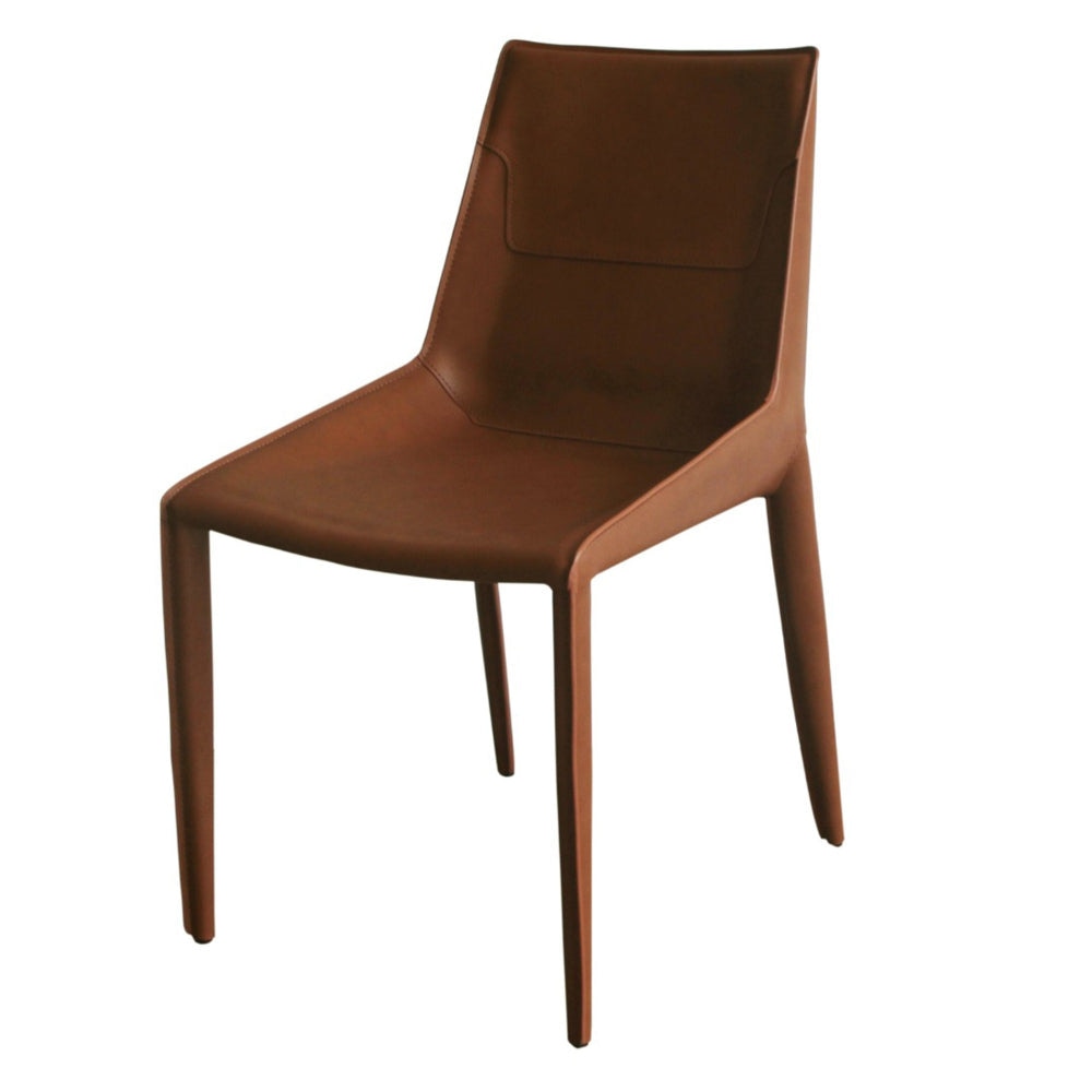 Cid Paz 19 Inch Dining Chair Set of 2 Brown Saddle Leather Tapered Legs By Casagear Home BM302124