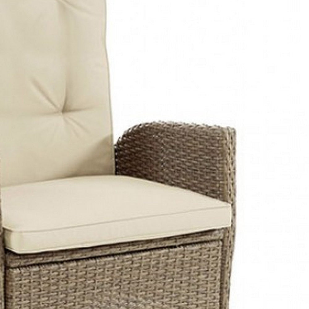Ankia 25 Inch Outdoor Manual Reclining Chair Set of 2 Brown Wicker Beige By Casagear Home BM302159