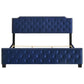 Agapi King Size Bed Button Tufted Nailhead Trim Blue Fabric Upholstery By Casagear Home BM302195