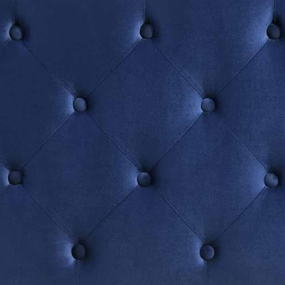 Agapi King Size Bed Button Tufted Nailhead Trim Blue Fabric Upholstery By Casagear Home BM302195