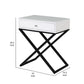 Zeno 27 Inch 1 Drawer Nightstand Glass Top Black Metal Cross Legs White By Casagear Home BM302301