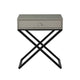 Zeno 27 Inch 1 Drawer Nightstand Glass Top Black Metal Cross Legs Taupe By Casagear Home BM302303