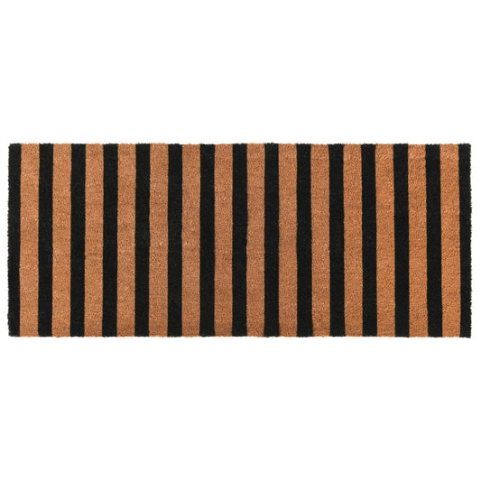 Oy 24 x 57 Coir Doormat with Brown and Black Striped Pattern, PVC Backing By Casagear Home