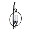 23 Inch Wall Sconce Candle Holder, Glass Hurricane, Keyhole Bracket, Black By Casagear Home