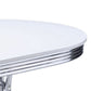Loy 60 Inch Oval Dining Table Glossy White Wood Top Ribbed Chrome Apron By Casagear Home BM302427