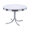 Loy 42 Inch Round Dining Table, Glossy White Wood Top, Ribbed Chrome Apron By Casagear Home