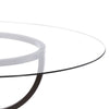 30 Inch Round Dining Table Clear Glass Top Interlocked Ring Motif Legs By Casagear Home BM302433