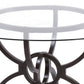 30 Inch Round Dining Table Clear Glass Top Interlocked Ring Motif Legs By Casagear Home BM302433