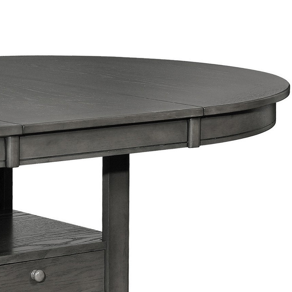 42-60 Inch Extendable Oval Dining Table Shelf Closed Storage Smooth Gray By Casagear Home BM302436