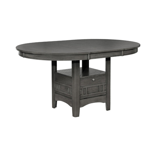 42-60 Inch Extendable Oval Dining Table, Shelf, Closed Storage, Smooth Gray By Casagear Home