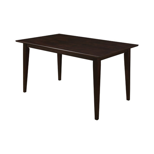 59 Inch Rectangular Dining Table, Tapered Legs, Dark Cappuccino Brown Wood By Casagear Home