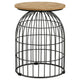 21 Inch Round Accent Table with Bird Cage Style Base Beige Marble Black By Casagear Home BM302466
