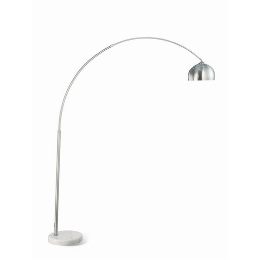 85 Inch Floor Lamp with Arched Body, Binary Switch, Marble Base, Silver By Casagear Home