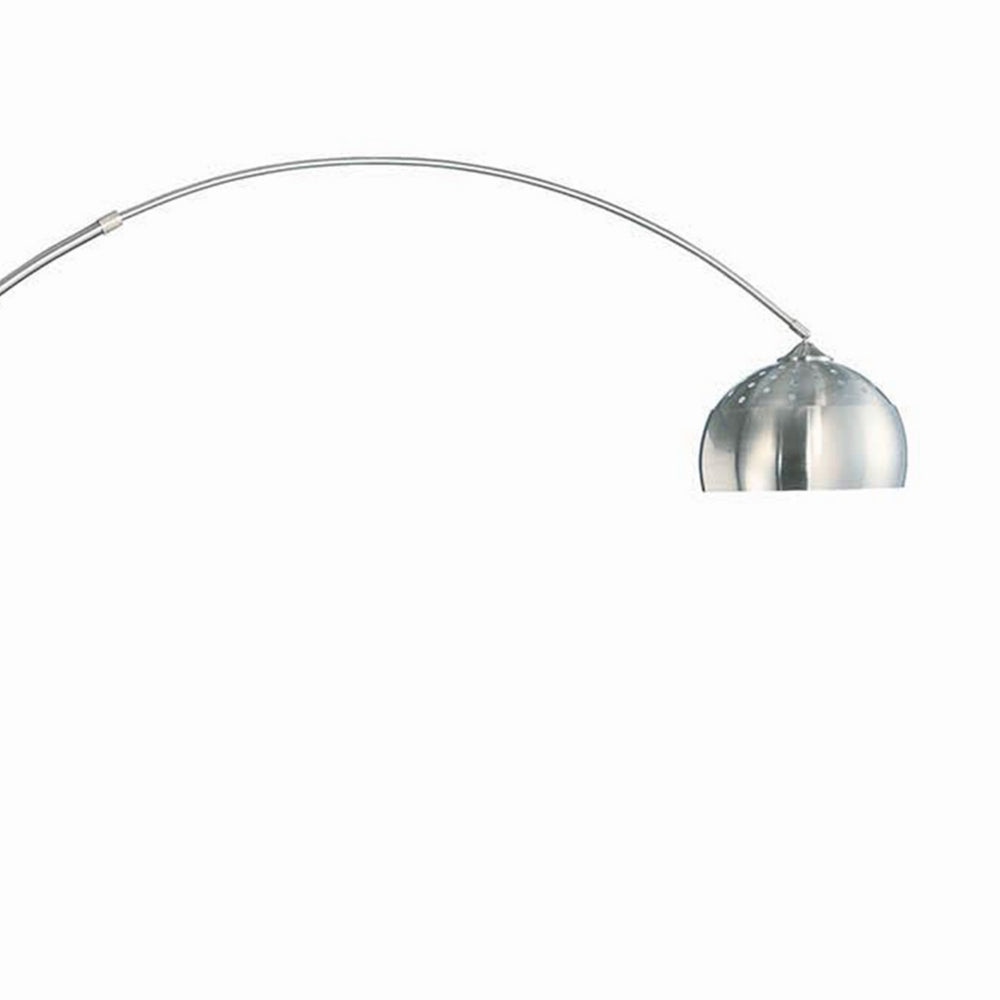85 Inch Floor Lamp with Arched Body Binary Switch Marble Base Silver By Casagear Home BM302471