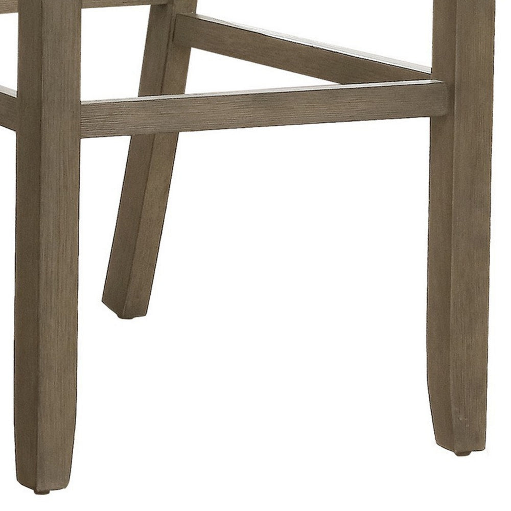 Lok 30 Inch Wood Barstool Set of 2 Nailhead Trim Padded Seating Beige By Casagear Home BM302479