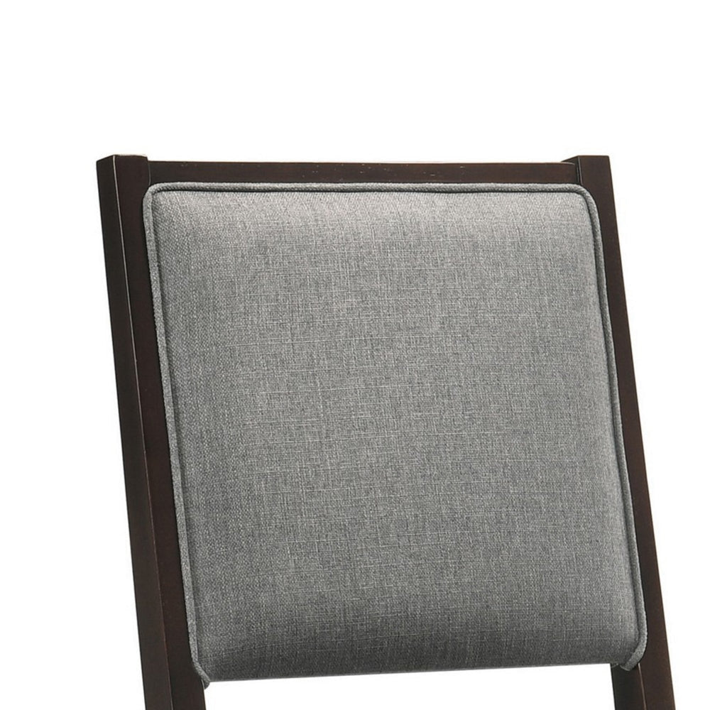 Nimi 25 Inch Counter Height Stool Set of 2 Welt Trim Gray Fabric Brown By Casagear Home BM302486