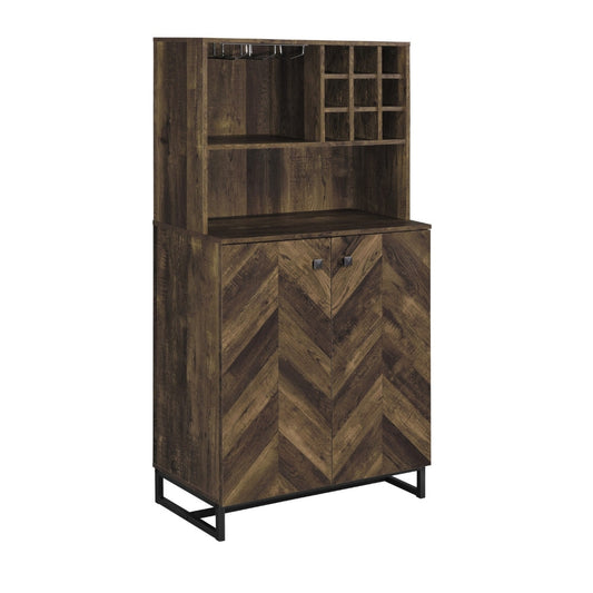 63 Inch Wine Cabinet with Double Doors, 2 Adjustable Shelves, Rich Brown By Casagear Home