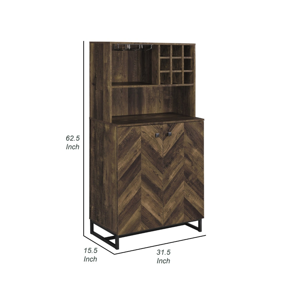 63 Inch Wine Cabinet with Double Doors 2 Adjustable Shelves Rich Brown By Casagear Home BM302489