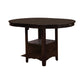 60 Inch Counter Height Table with Storage, Open Shelf, 6 Seater, Brown By Casagear Home