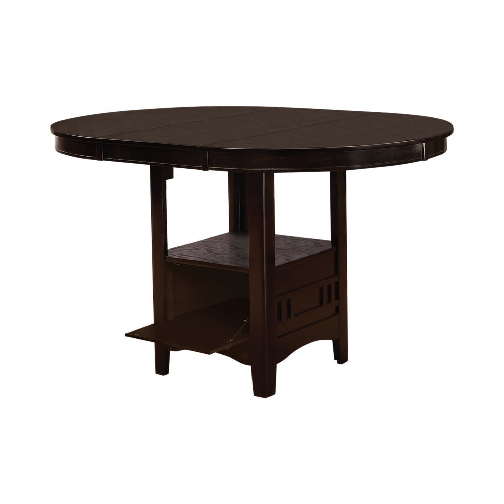 60 Inch Counter Height Table with Storage, Open Shelf, 6 Seater, Brown By Casagear Home