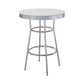 42 Inch Round Bar Table, Ribbed Apron, Glossy White Lacquer, Retro Style By Casagear Home