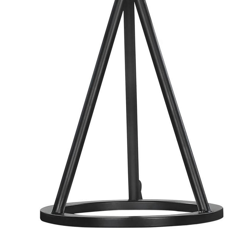 19 Inch Table Lamp Metal Mesh Drum Shade Tripod Style Base Matte Black By Casagear Home BM302520