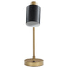 18 Inch Metal Table Lamp Matte Black Cylindrical Shade Antique Brass Base By Casagear Home BM302522