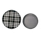 2 Piece Round Decorative Tray Plastic Frame Black and White Plaid Print By Casagear Home BM302538