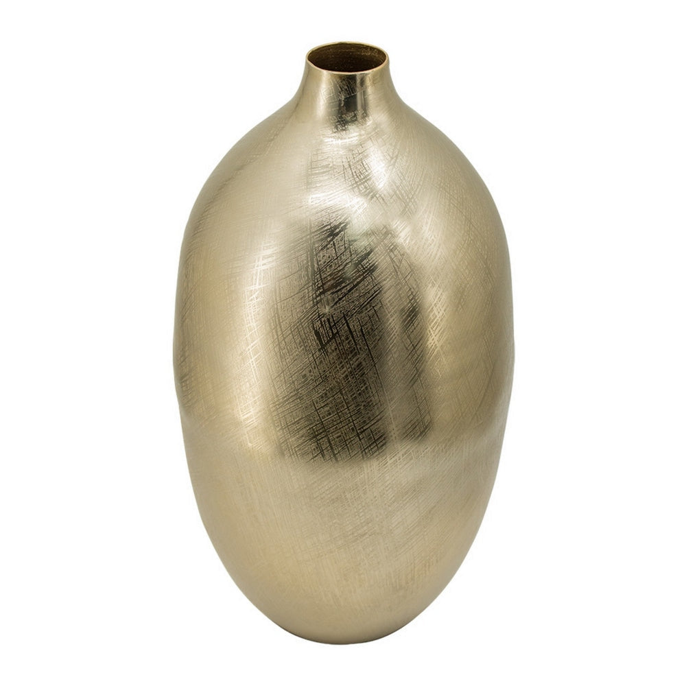 Pansy 19 Inch Modern Vase Metal Tall Curved Bottleneck Shape Gold Finish By Casagear Home BM302540