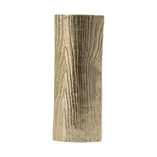 15 Inch Modern Vase, Naturalistic Tree Trunk Texture, Shiny Gold Finish By Casagear Home
