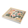 Set of 2 Decorative Trays Crisp White MDF Floral Printed PVC Pink Green By Casagear Home BM302552