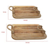Set of 2 Mango Wood Trays Twisted Jute Handles Rustic Brown Texturing By Casagear Home BM302555