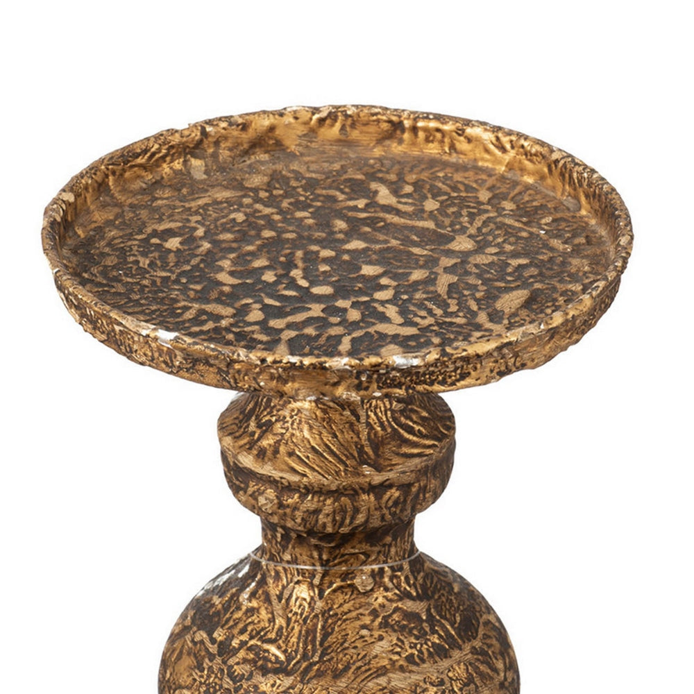 Mia 24 Inch Pillar Candle Holder Antique Brass Metal Turned Pedestal By Casagear Home BM302560