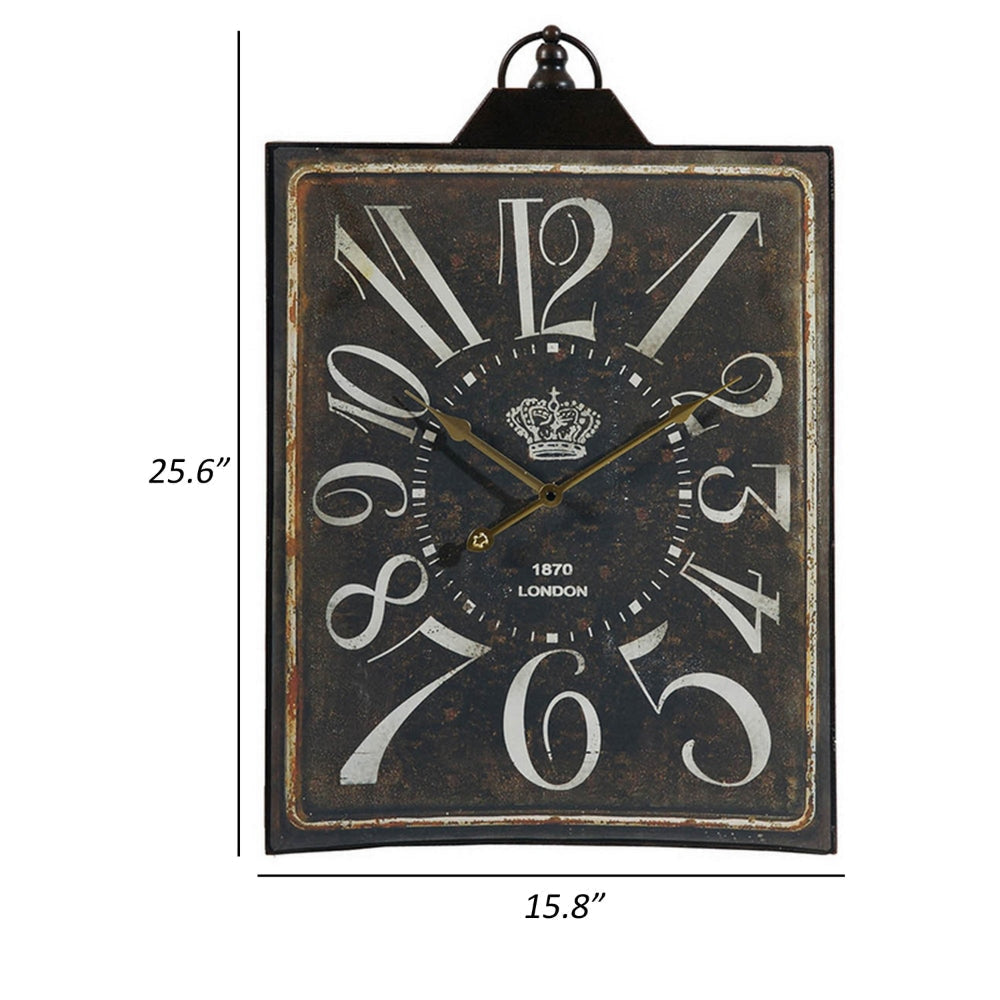 27 Inch Wall Clock Decor Vintage Visual Style Distressed Black Finish By Casagear Home BM302561