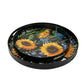 2 Piece Modern Decorative Trays Round Plastic Frame Sunflower Motifs By Casagear Home BM302562